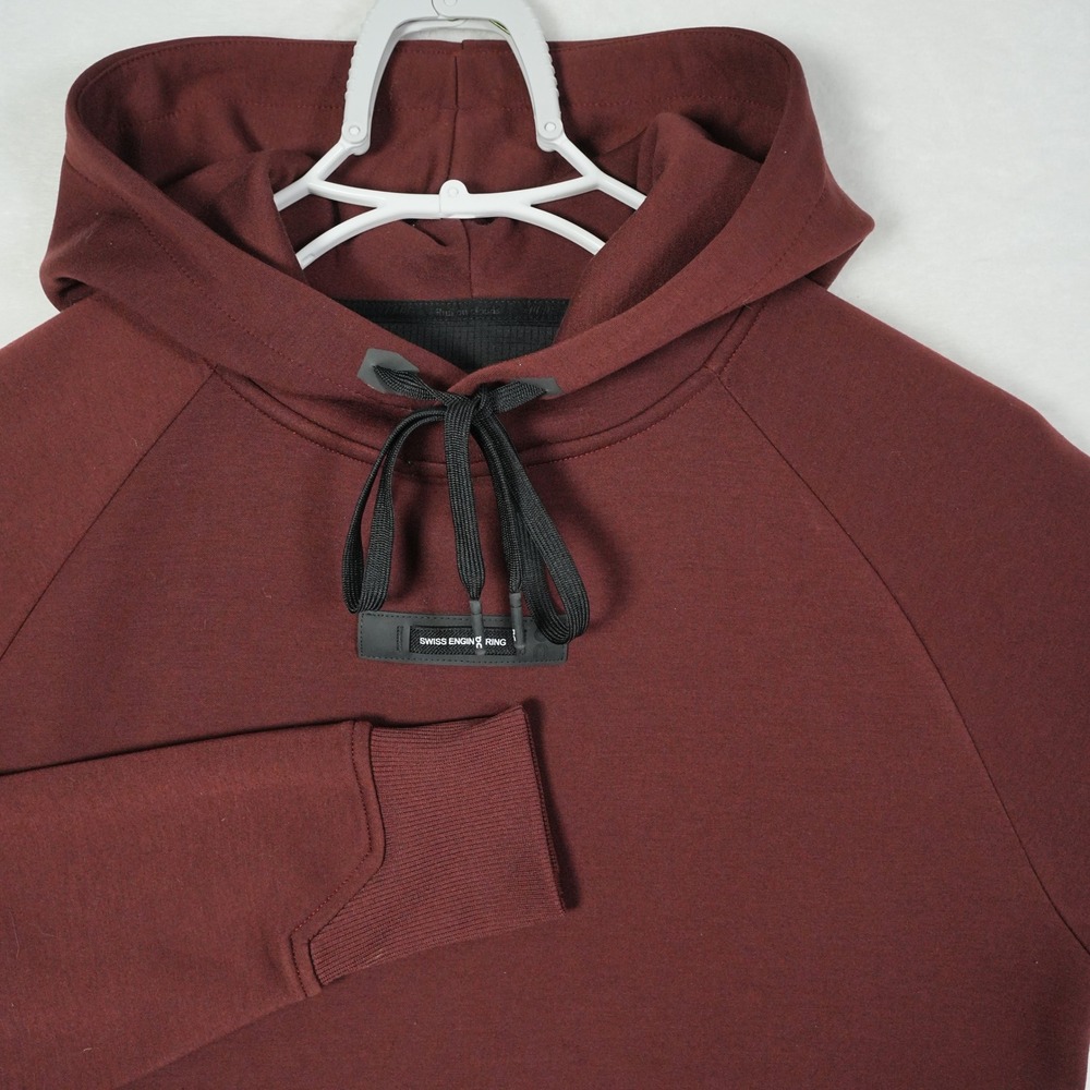 On Cloud Running Mens Hoodie Mulberry Burgundy Technical Mesh Pocket Small